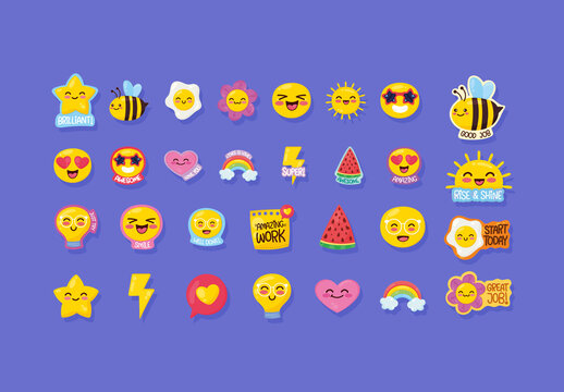 Colorful Positive Message Stickers Set