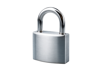 Silver metal padlock with brushed texture on black background security, Png, Isolated on Transparent Background, Cut Out