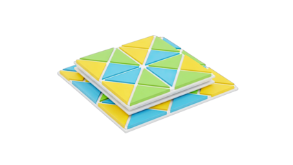 Colorful Geometric Tiles Stacked on White Background