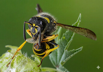 macro of a wasp