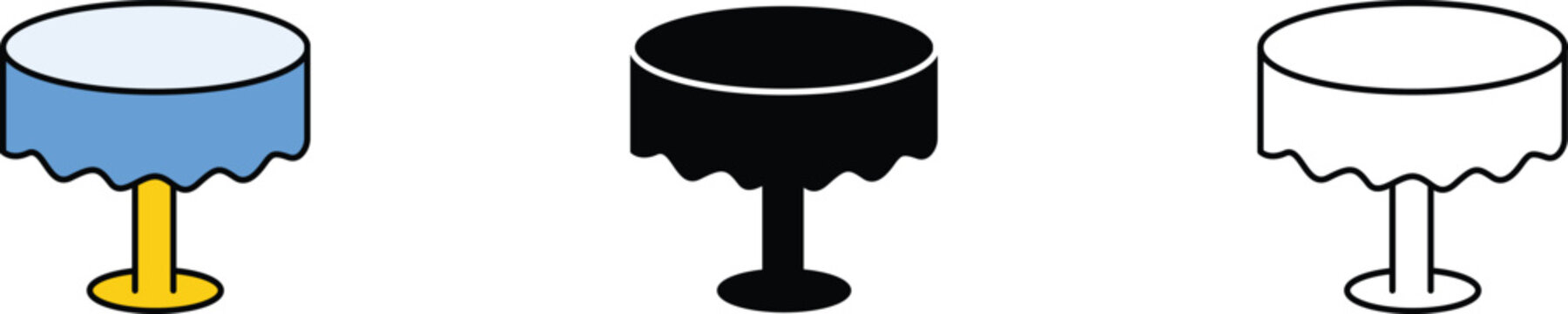 Table design set black, Colorful and outline style tables Vector Collection.