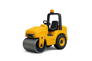 Fototapeta premium Yellow steamroller miniature vehicle on transparent background