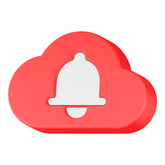 bell cloud 3d rendering icon red color