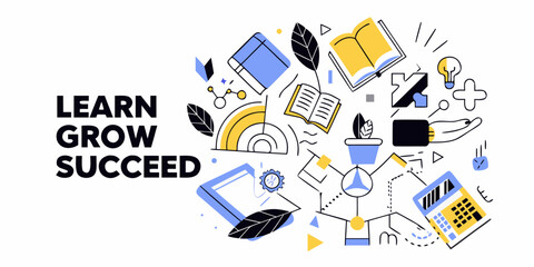 Learning growth and success a colorful illustration of education and knowledge