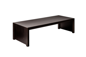 Dark wood rectangular coffee table with clean lines on black background image, Png, Isolated on Transparent Background, Cut Out