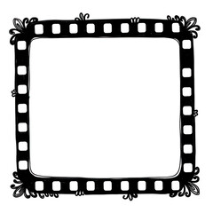 Decorative square frame with film strip design isolated on transparent background
