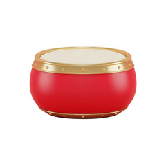 Traditional red drum 3D illustration on a transparent background 