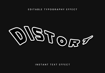 Minimalist Warped Black White Text Effect Bold Cartoon Warp Outline Font