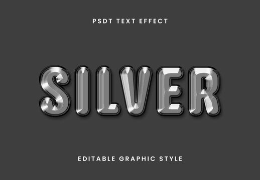 Black And Silver Metallic Inflated 3d Text Effect Bold Shiny Font