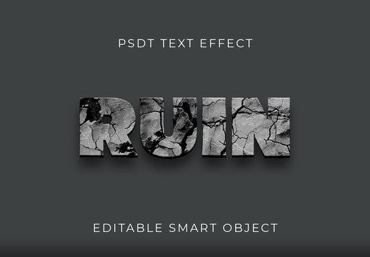 Black And Gray Crumble Text Effect Stone Ruin Broken Font
