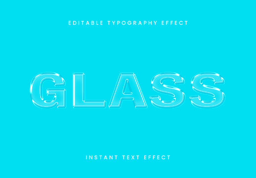 Blue Transparent Glass Text Effect Clear Shiny Font