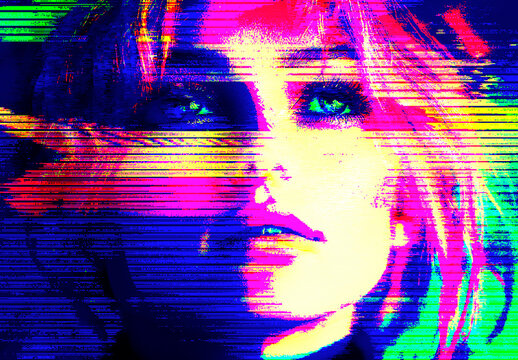 Blue And Green Retro CRT Monitor Photo Effect