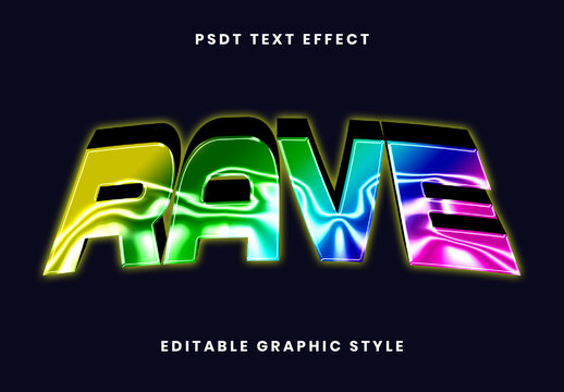 Colorful Rave Party Gradient Text Effect Chrome Shiny Font