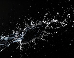Clear water in motion, creating a splash against a stark black background