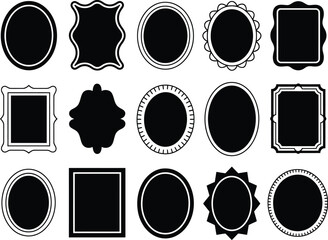Various black and white frame shapes and frames