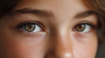 Fototapeta premium Close up portrait of a young person s striking hazel and brown eyes