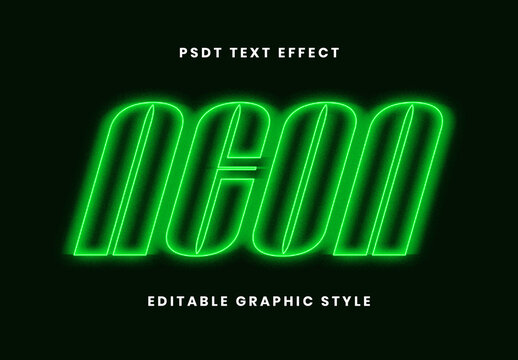 Green Techno Laser Glow Text Effect Neon Outline Font