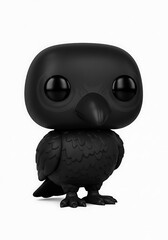 Black crow figure on white background perfect for toy collections
