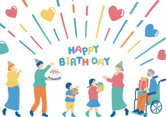 誕生日を祝う家族