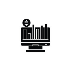 Obraz premium Financial chart on computer monitor dollar sign financial growth.