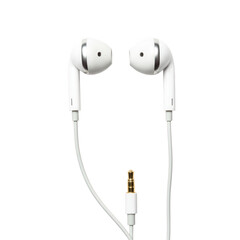 Pair of white earphones isolated on transparent background