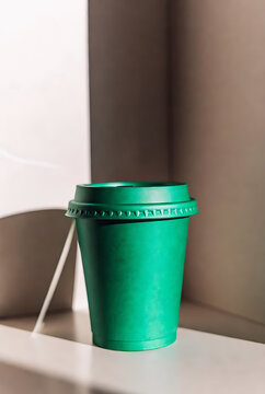 Emerald Green Paper Coffee Cup Mockup - Blank Disposable Template for Custom Branding and Cafe Promotion