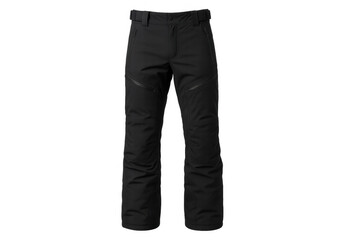 Black winter ski pants providing warmth and protection for outdoor sports activities on a transparent background