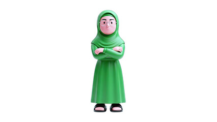 Muslim Woman Standing with Crossed Arms - 3D Render