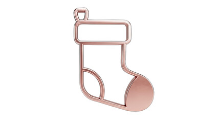 Rose Gold Christmas Stocking Icon on White Background