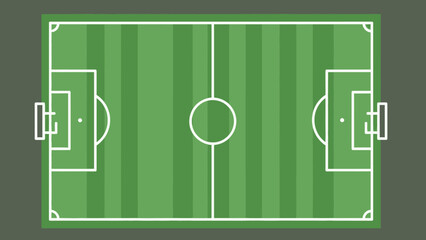 Top View of a Green Football Soccer Field Pitch with White Markings