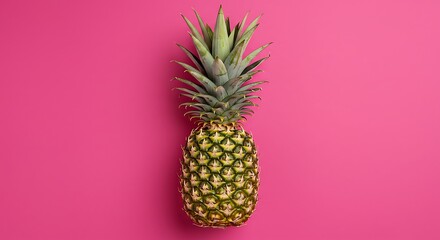 Isolated pineapple fruit on vibrant pink backdrop for commercial use