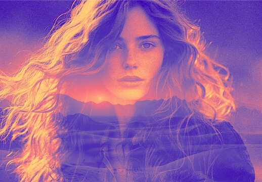Orange And Purple Double Exposure Photo Effect