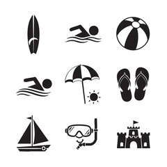 Obraz premium Collection of Summer Beach and Water Activity Icons