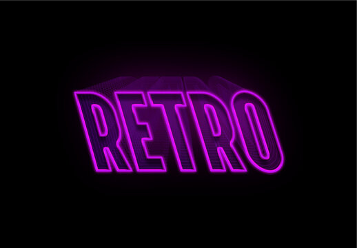 Pink Retrowave Mesh Text Effect Neon Slanted Outline Font
