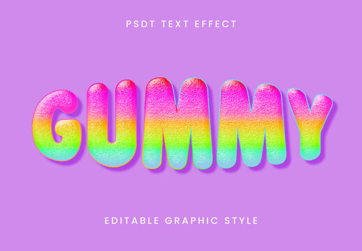 Colorful Rainbow Glossy Gummy Text Effect Candy Gradient Rounded Font