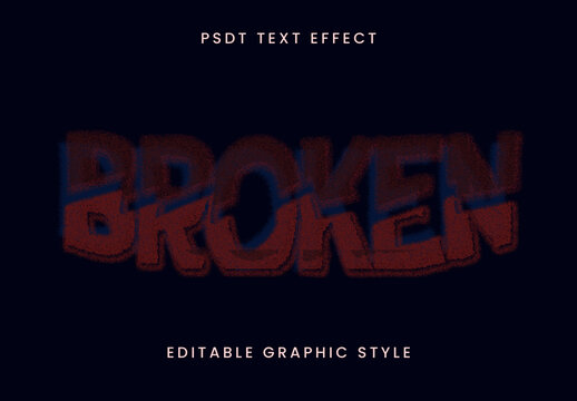 Red And Blue Cracked Distortion Text Effect Grunge Broken Font