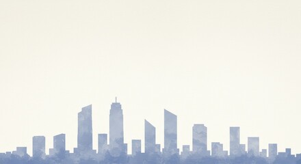 Fototapeta premium Light purple cityscape silhouette, soft watercolor style