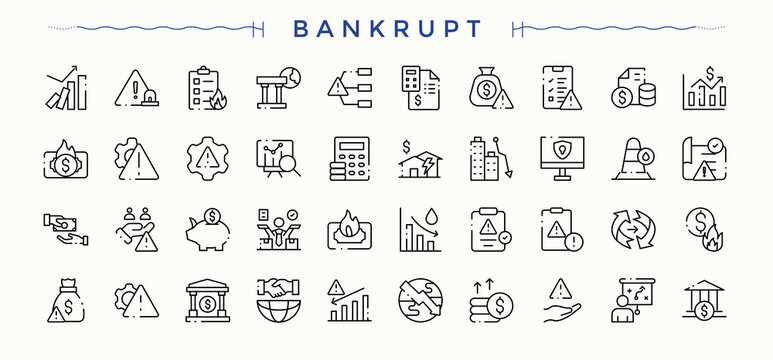 Bankrupt icon. Minimal icons collection. Crisis related icon set. Contains such icons as fall, financial, risk, plan, business, loss, fail and more.