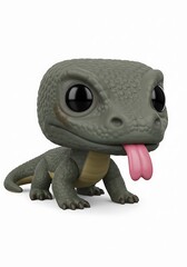 Cute cartoon lizard figure with oversized head and pink tongue