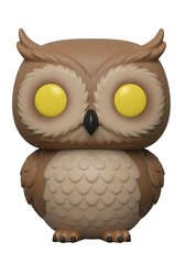 Cute owl figure with large eyes on white background
