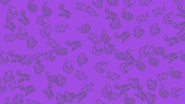 Purple background with small grey chicken drawings. Perfect for poultryrelated designs or projects needing a whimsical touch.