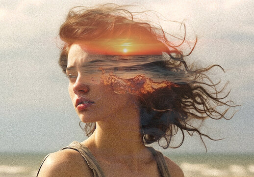Orange And Beige Double Exposure Photo Effect