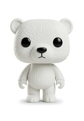 Studio shot of a white bear figurine with oversized head on white background