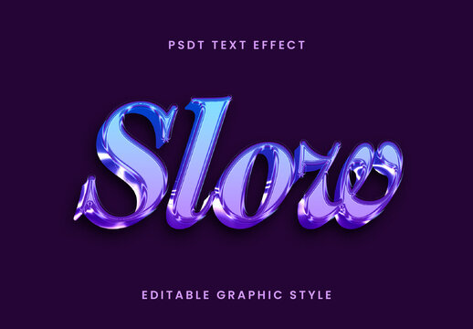 Blue And Purple 3D Shiny Text Effect Chrome Gradient Retro Font