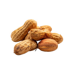 Peanuts in shell isolated on transparent background. Natural legume snack for healthy nutrition, organic food, agriculture concept, farm harvest, and raw ingredient marketing.