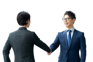 握手をする2人の男性ビジネスマン（背景透過PNG）