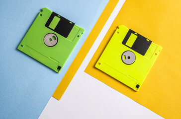 Coloren 3.5 inch floppy disk on paper background
