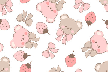 seamless pattern with teddy bear cute cartoon fabric design