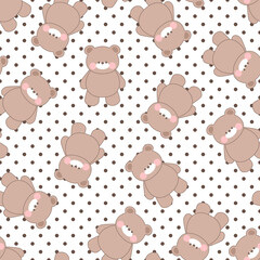 seamless pattern with teddy bear cute cartoon fabric design