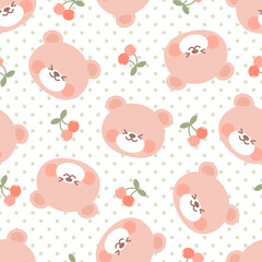 seamless pattern with teddy bear cute cartoon fabric design